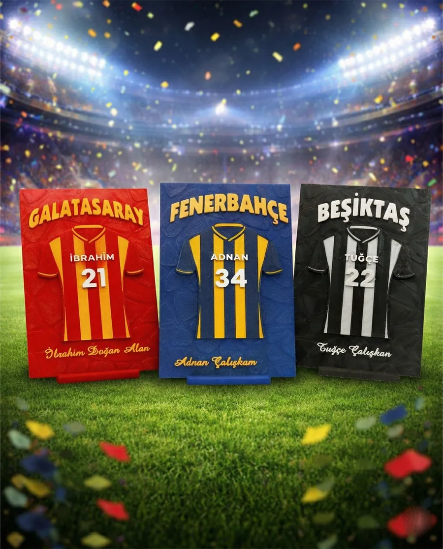 Kişiselleştirilmiş Galatasaray, Fenerbahçe ve Beşiktaş forma plaketleri